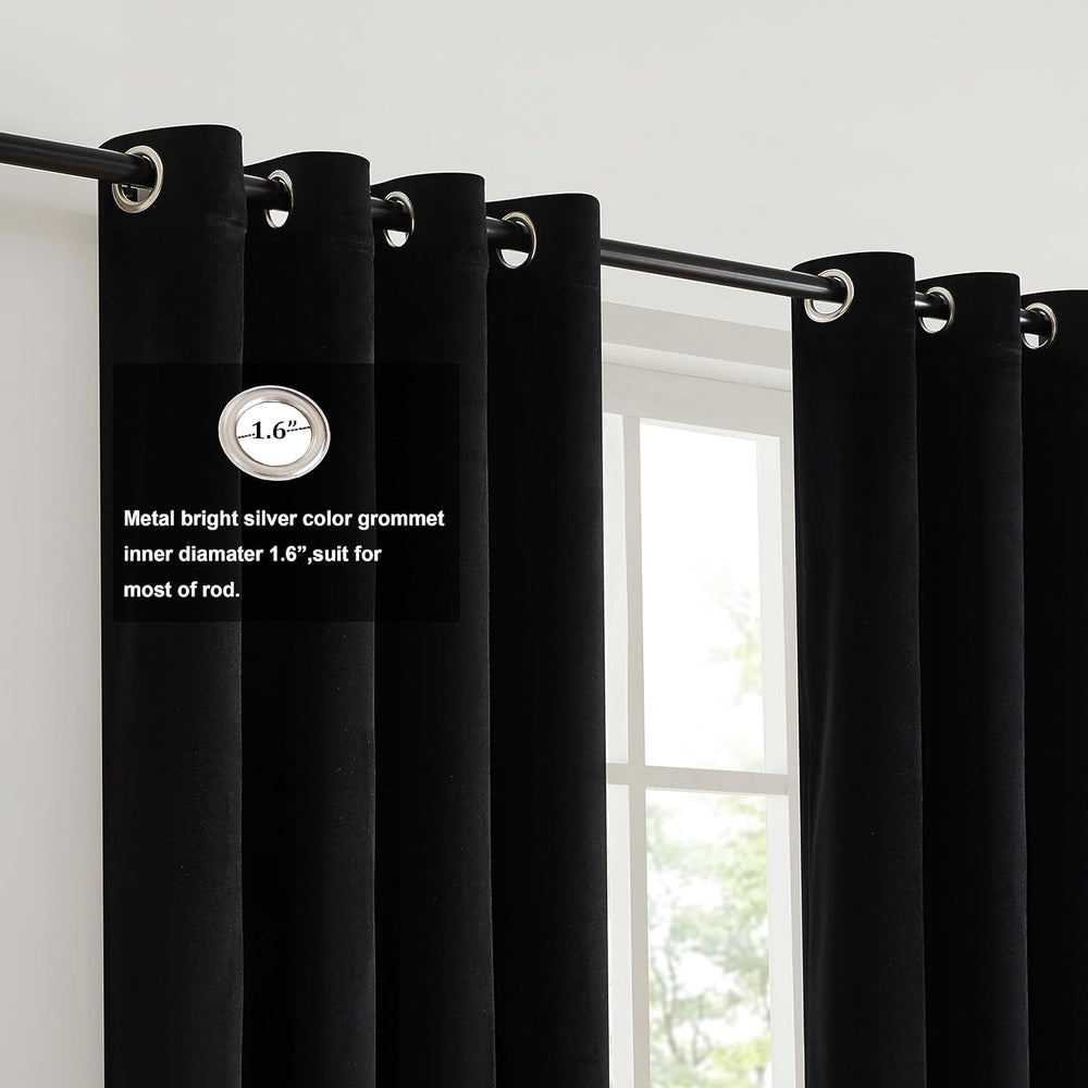 Black Gold Velvet Blackout Curtains Luxury Decor 84 inches,Color Block