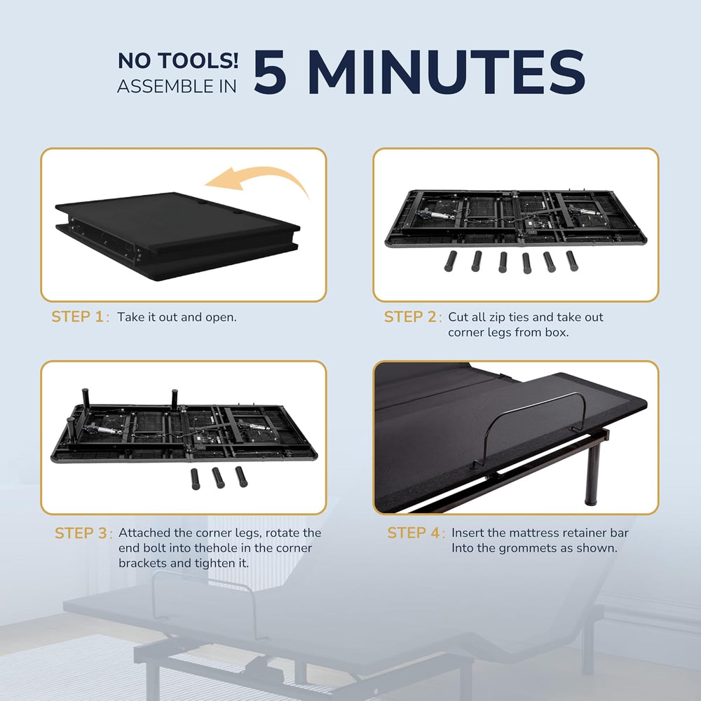 EGOHOME Adjustable Bed Frame Full and 14" Cooling Memory Foam Mattress