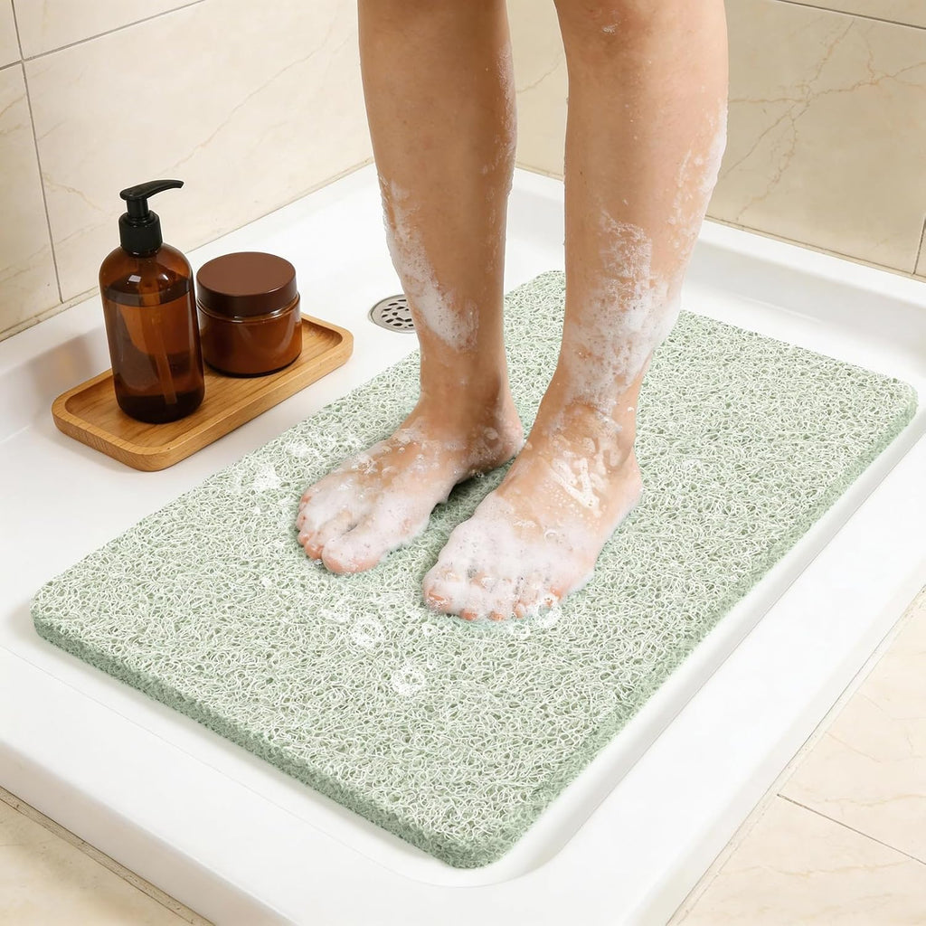 17 * 30in Shower Mat Bathtub Mat Non Slip | Bathmats Non Slip, Quick Drying Foot Scrubber Loofah Mats for Inside Shower, Tub, Bathroom, Home, Mint Green