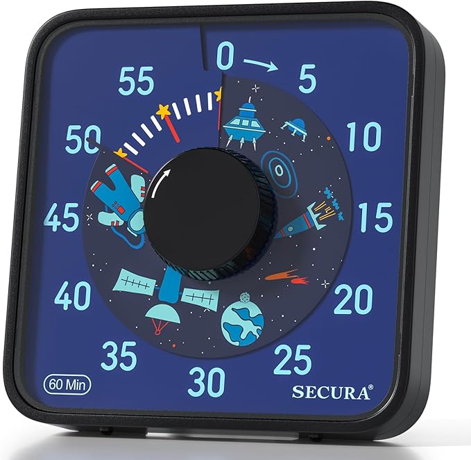 Secura 7.5-Inch Astronaut Pattern Visual Timer by Secura