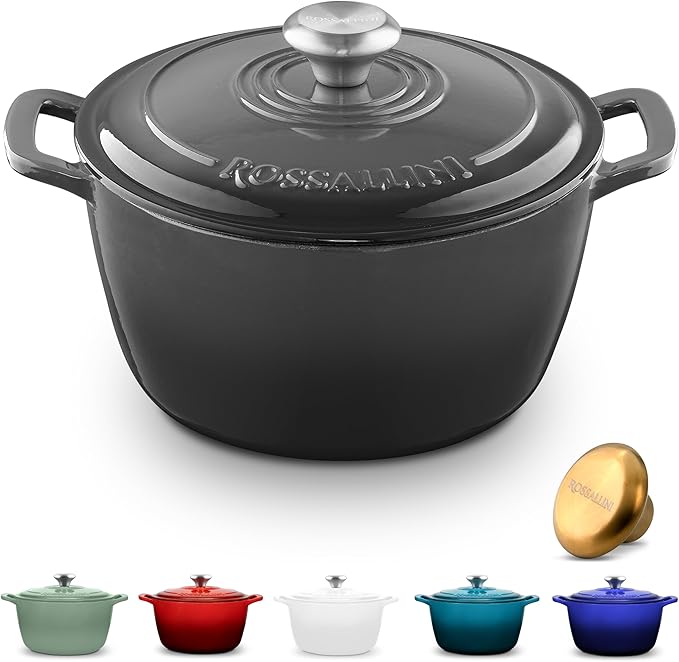 ROSSALLINI Signature Enameled Cast Iron Dutch Oven, Non-Stick Serving Pot by RossalliniSignatureStoneware