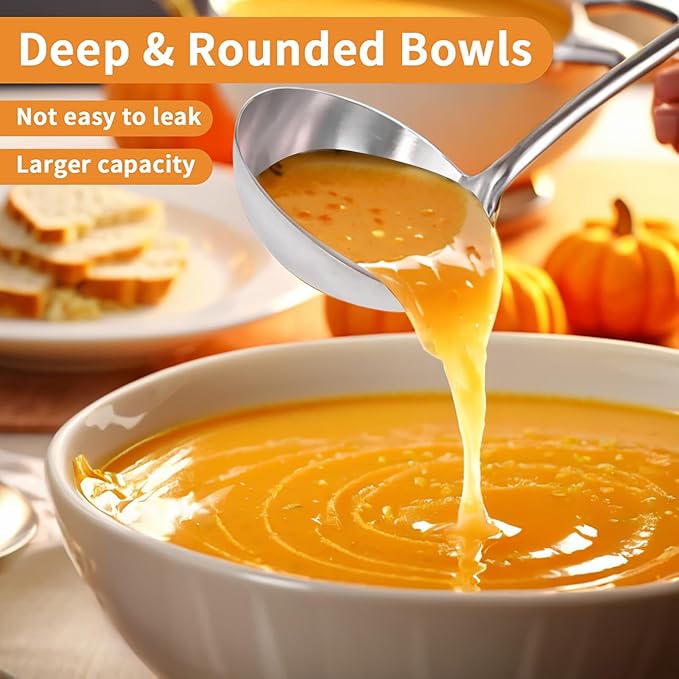Deep Stainless Steel 13.7 Inches Newness Soup Ladle, Resilient 304 Stainless - Image 2