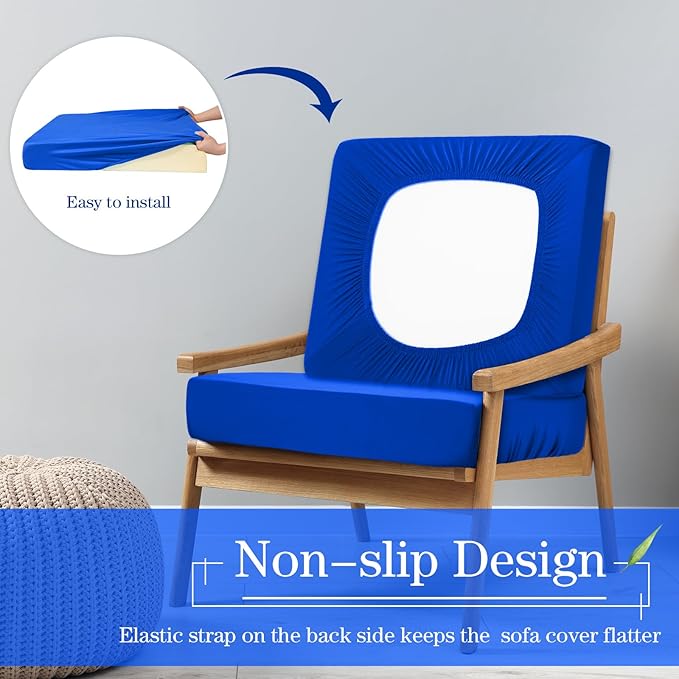 Newwiee Set of 4 Stretch Patio Cushion Covers Sofa Couch Seat Chair Slipcovers - Image 5