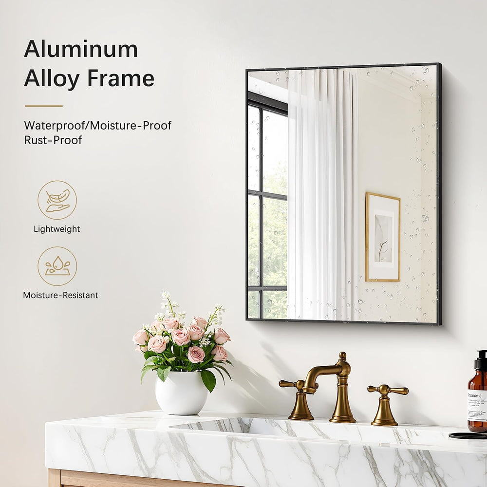 DESBING Black Bathroom Mirror for Wall, 2 Pack 18x24 Inch Rectangle Mirrors w...