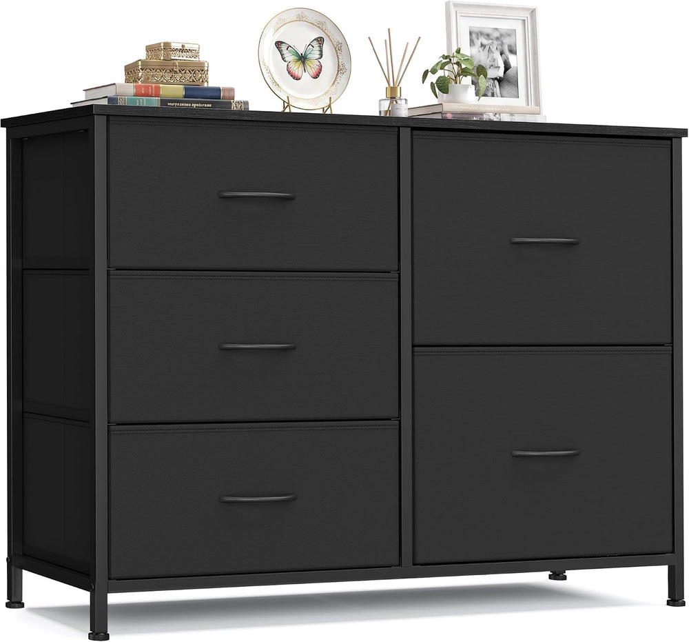 SONGMICS Dresser for Bedroom, Wide Dresser for Closet with 5 Fabric Drawers