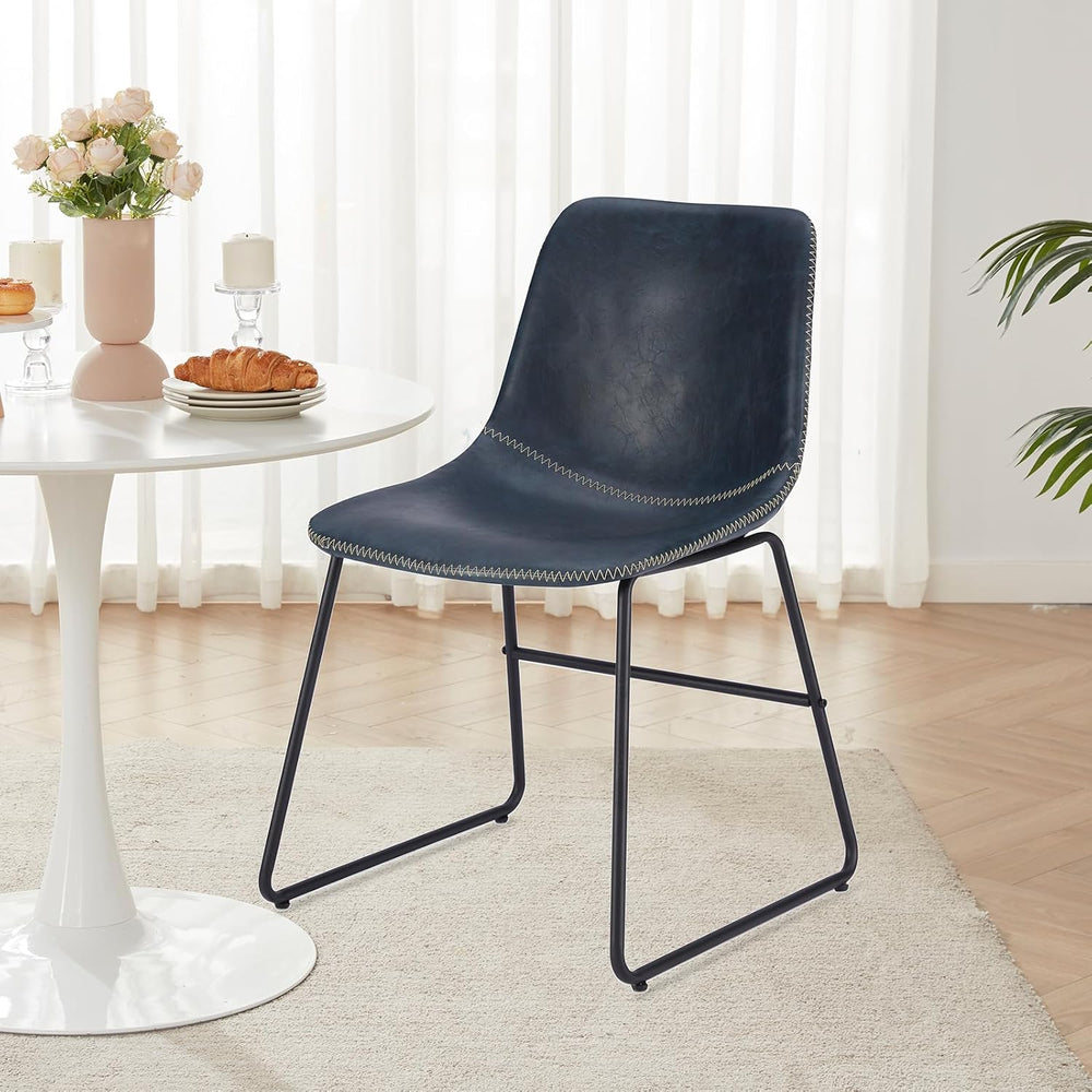 Soohow Mid-Century Modern Dining Chairs Set of 4, Faux Leather Upholstered Ki...