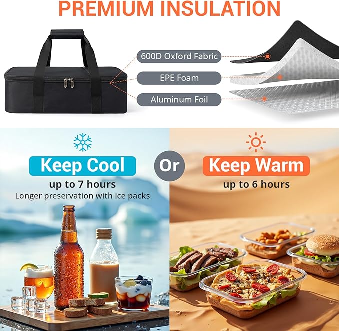 Insulated Casserole Carrier for Hot or Cold Food, Pie Carrier Bag Lunch Bag - Image 4