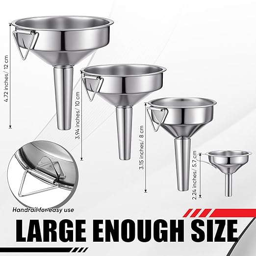 Blulu Set of 5 Stainless Steel Flexible Oil Funnels - Image 3