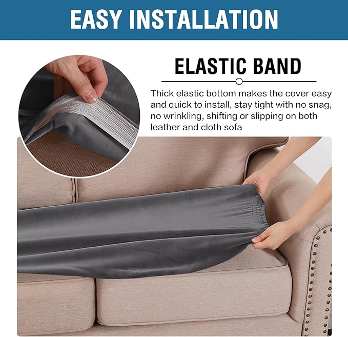 H.VERSAILTEX Velvet Stretch Individual Couch Cushion Cover Plush Cushion - Image 4