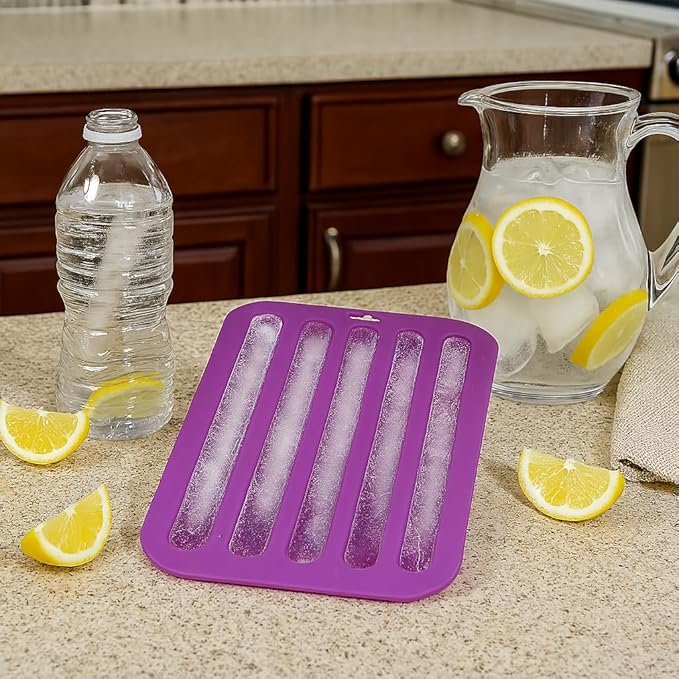 HIC Kitchen Silicone Water Bottle Ice Tray, Each Tray Makes 5 Long Ice Sticks - Image 2