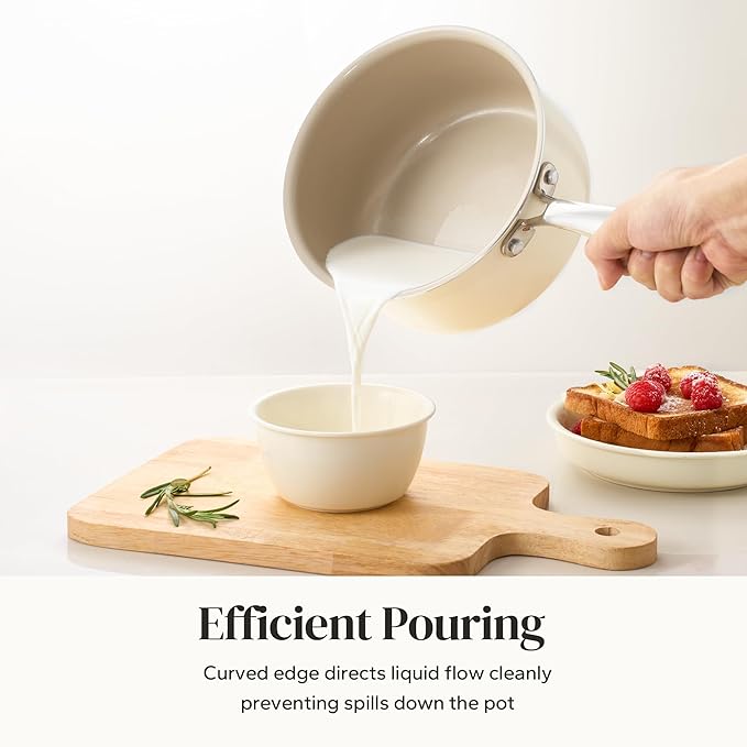 Redchef Ceramic Sauce Pan with Lid, 2.5QT Small Saucepan, Nonstick Cooking Pot - Image 2