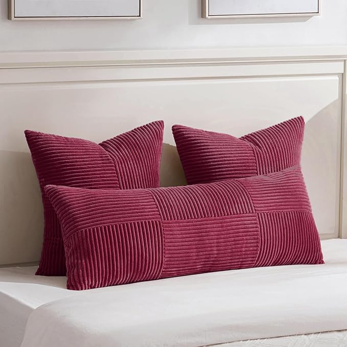 Fancy Homi 2 Packs Burgundy Decorative Throw Pillow Covers 22x22 Inch - Image 5
