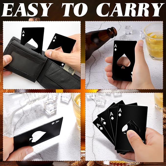 Chumia Poker Card Bottle Openers Stainless Steel Poker Card Beer Ace Bottle Cap - Image 5