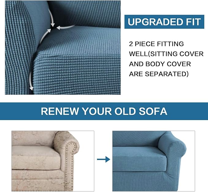H.VERSAILTEX High Stretch Chair Cover Chair Slipcover 2 Piece Couch Shield - Image 7