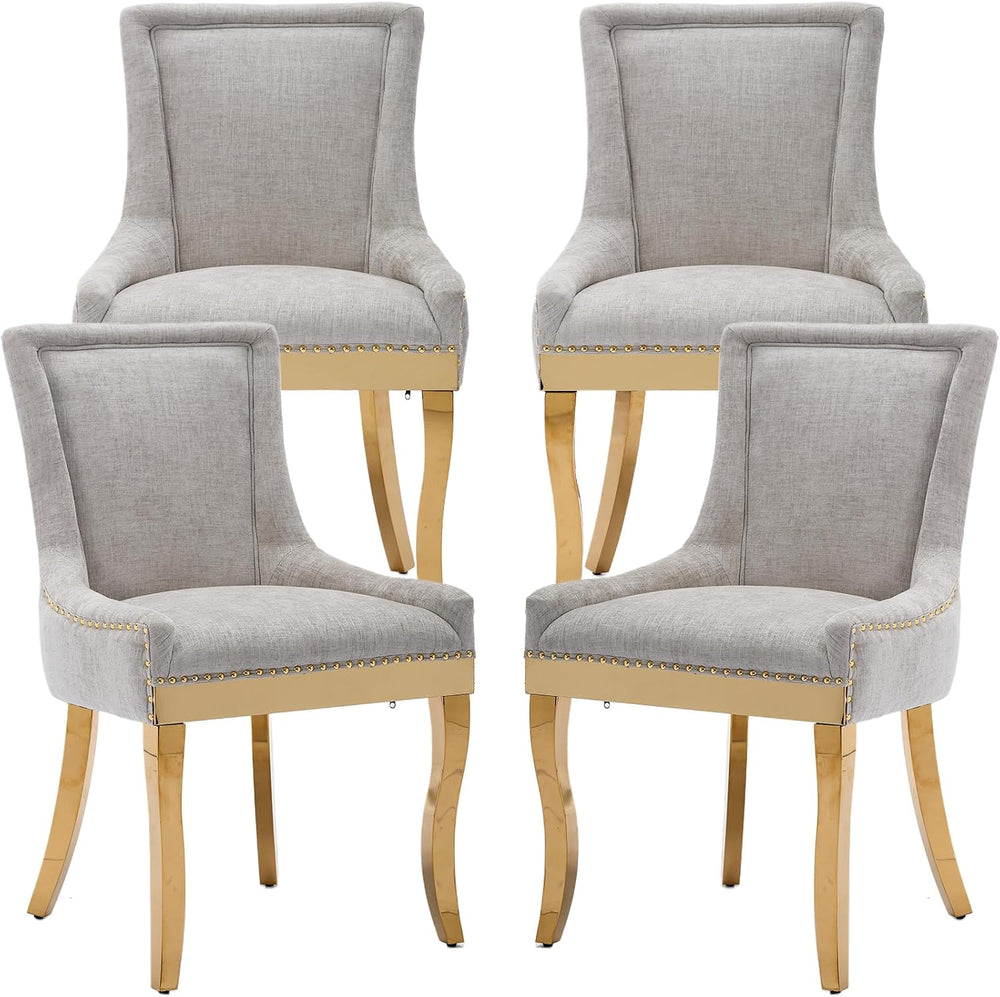 Dining Chairs Set of 4, Kitchen & Dining Room Chairs, Chenille Fabric Uph...