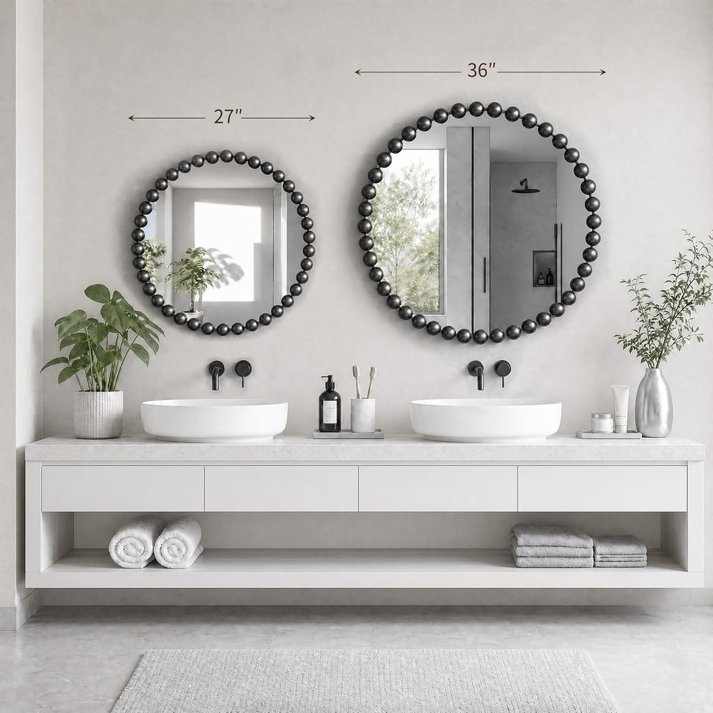Madison Park 36 inch Black Round Mirror, Round Mirrors for Wall Decor, Metal ...