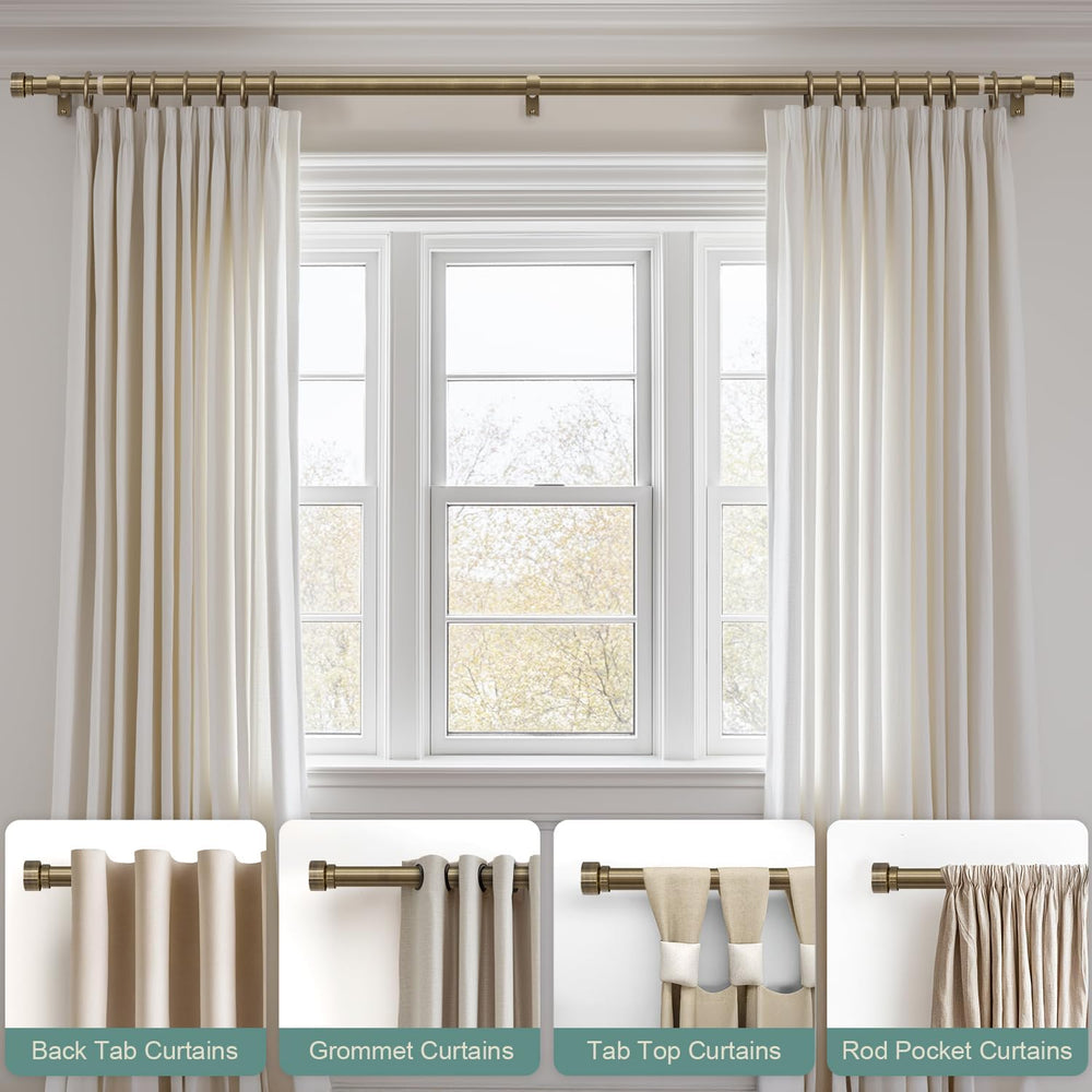 Lootkell Antique Bronze Curtain Rods for Windows 72 to 144 Inches Adjustable ...
