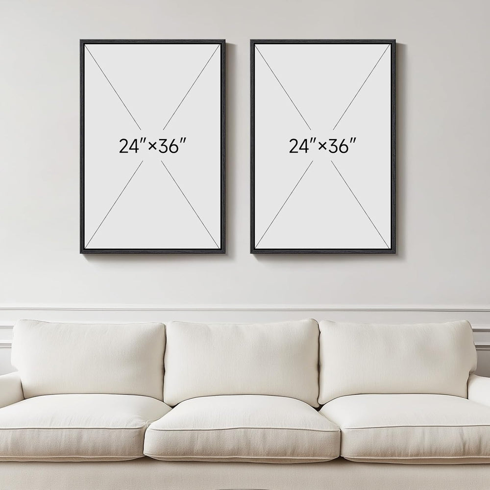 Large Framed Neutral Brown Abstract Wall Art for Living Room, 24x36 Inch