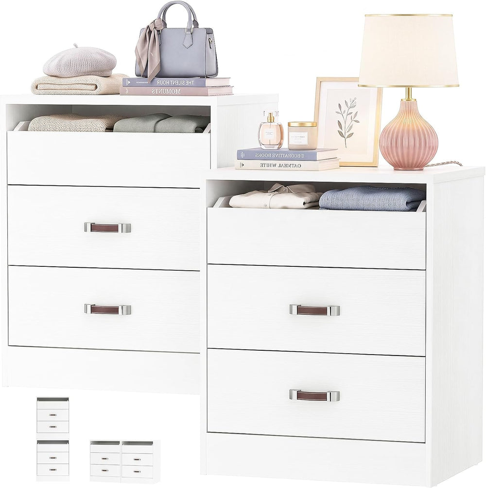 Closet Drawers Set of 2, Wood Closet Organizers and Storage, White