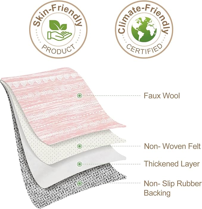 Nakagishi Pink Rugs for Bedroom Girls: 8x10 Washable Boho Large Neutral Cute - Image 7