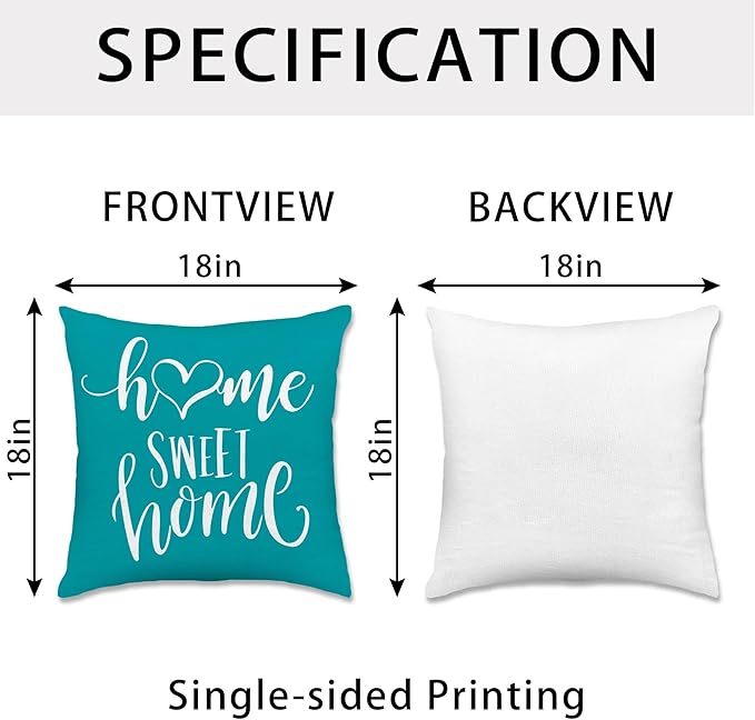 Hexagram Geometric Teal Pillow Covers 18x18 Set of 4, Decorative Outdoor Boho - Image 4