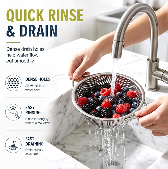 Palksky Small Colander Set of 2, 800 mL / 0.85 Qt Stainless Steel Mini Colanders - Image 5