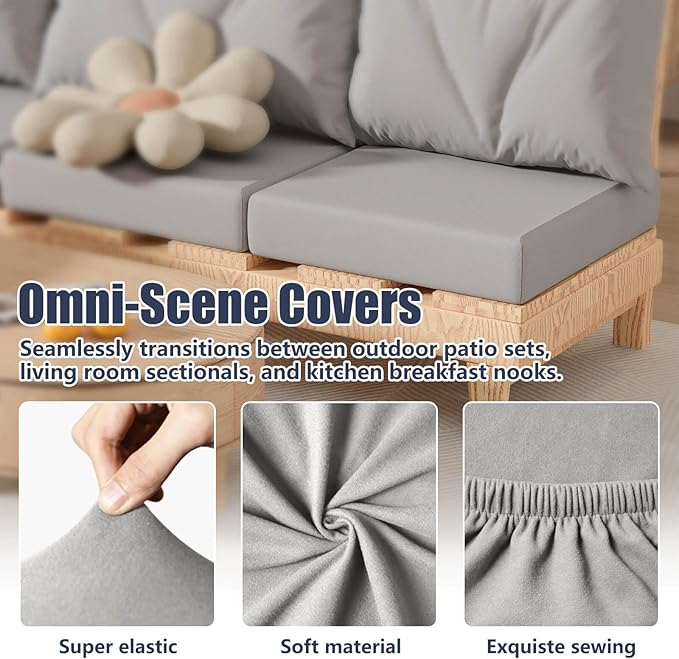 8Pcs Stretch Patio Cushion Covers, Outdoor Couch & Sofa Replacement Slipcovers - Image 4