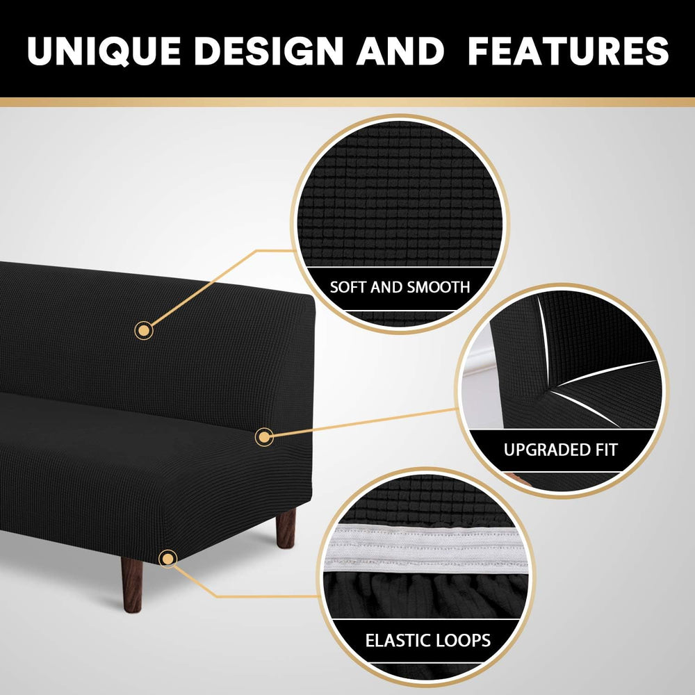 PrinceDeco Stretch Armless Futon Cover Futon Slipcover Full Queen Size Futon ...