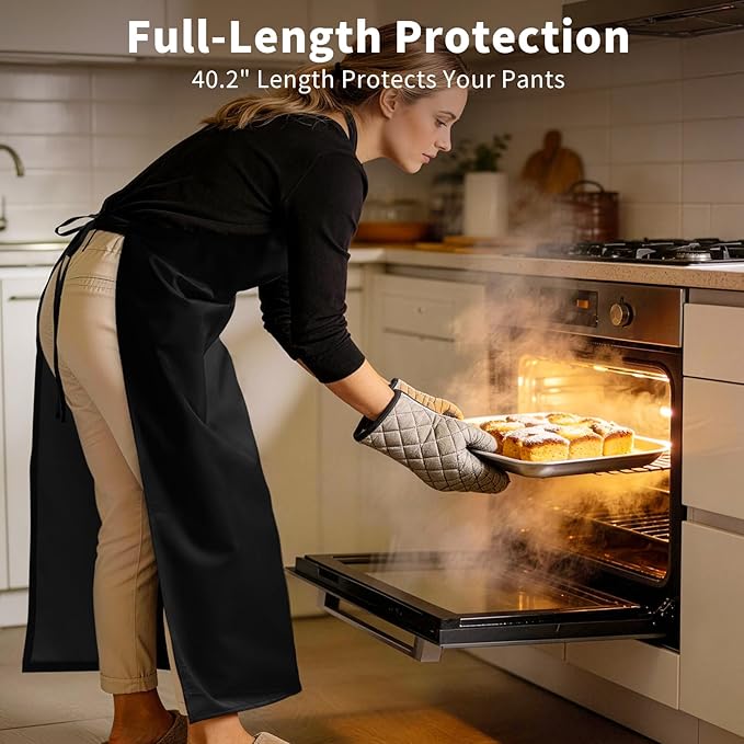 SHEOMERN Aprons for Men Kitchen Cooking – Waterproof & Oil Proof 3-Layer Long - Image 4