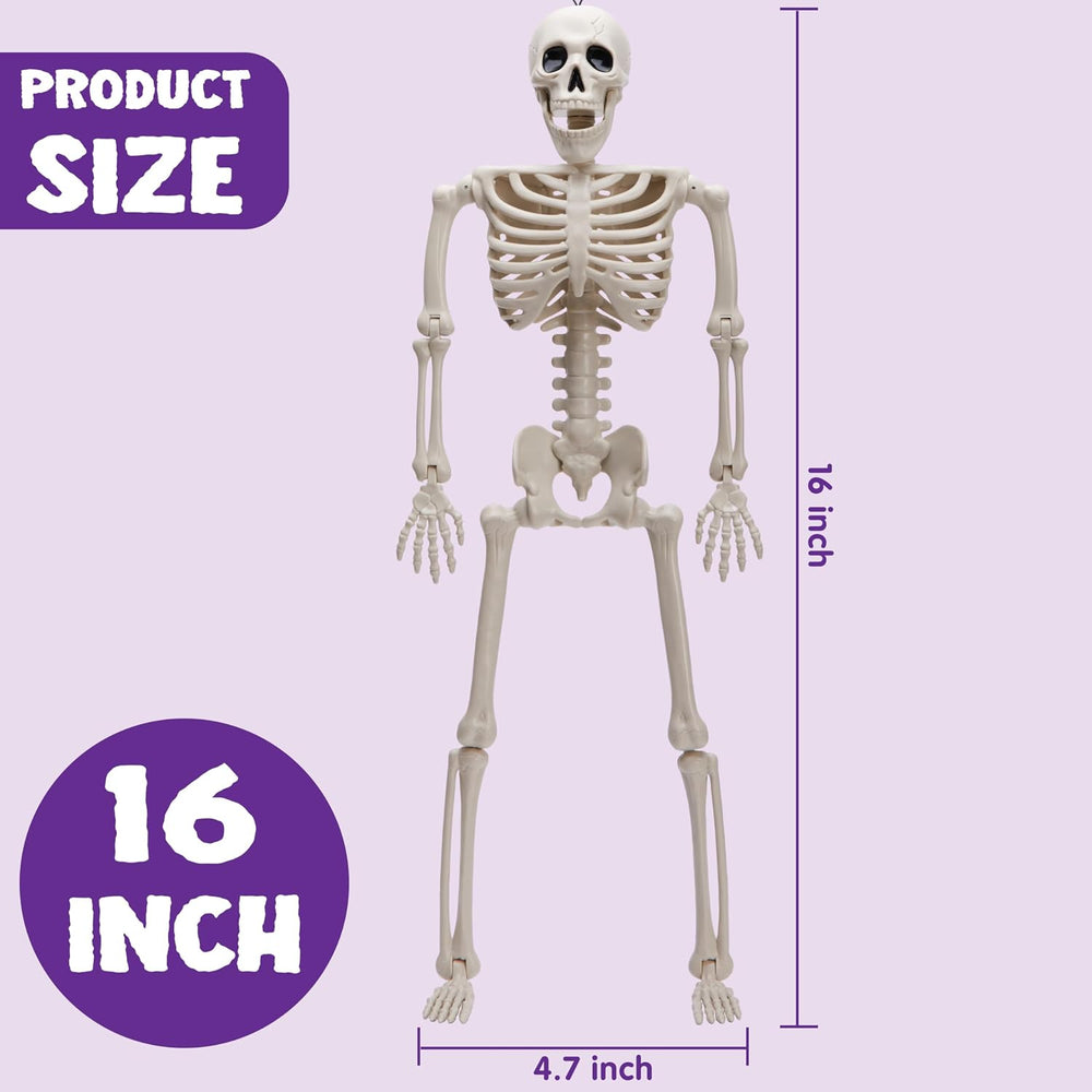 JOYIN 10 PCS 16" Halloween Skeleton Decor, Full Body Stayable Movable Jo...