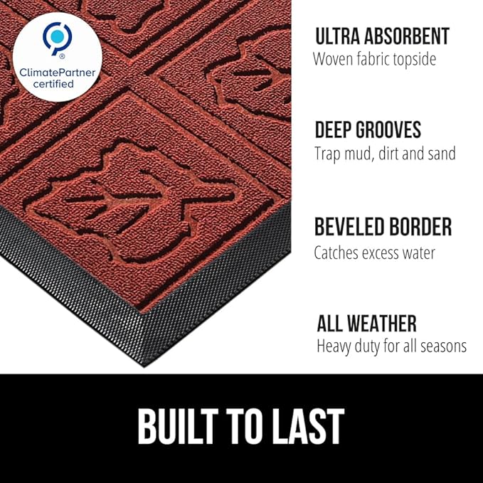GORILLA GRIP 100% Waterproof All-Season WeatherMAX Doormat 35x23, US Designed - Image 2