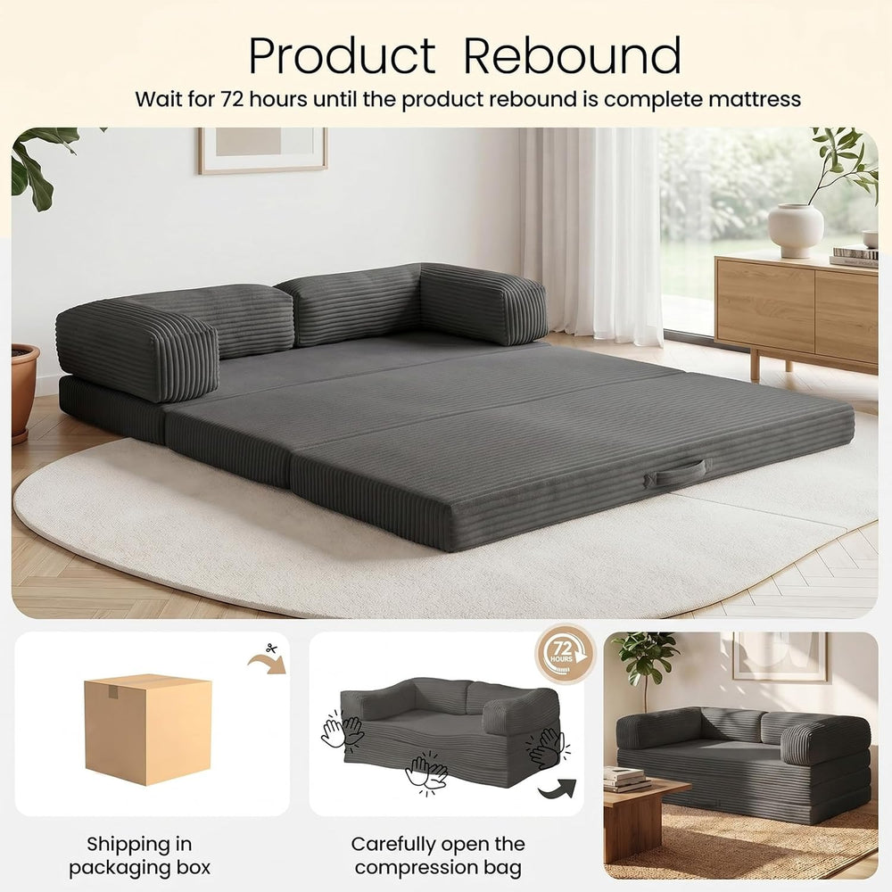 Erament Futon Sofa Bed Queen, Convertible Tri Folding Mattress Couch Bed Fold...
