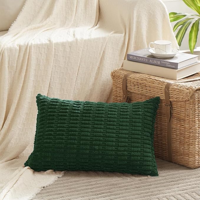 Fancy Homi Set of 4 Dark Green Lumbar Rectangle Decorative Throw Pillow Covers - Image 2