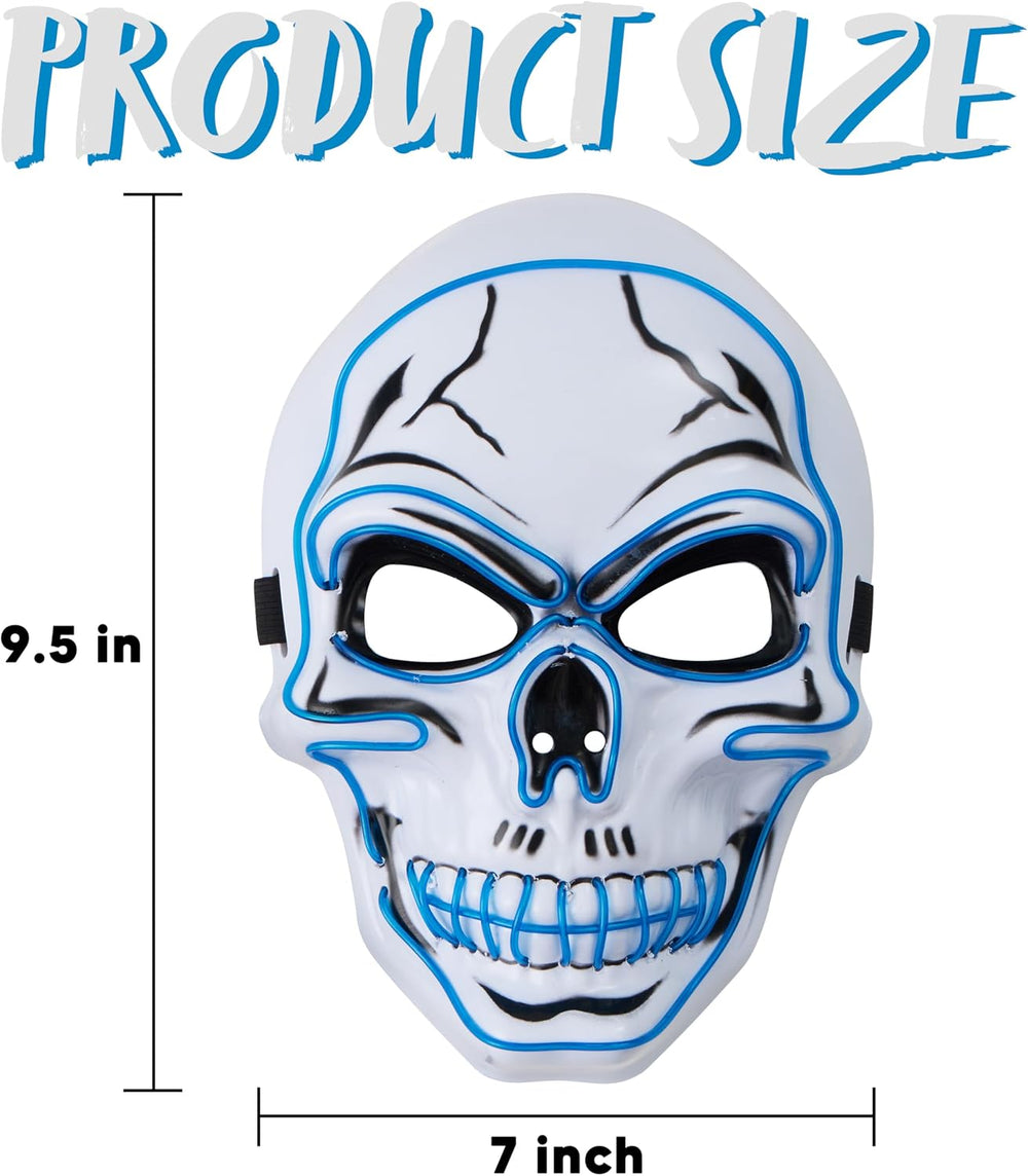 JOYIN Halloween LED Skull Mask with Light Up Gloves, Blue Scary Glow Up Skull...