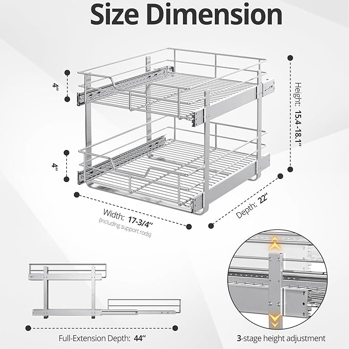 ZOINLIY Pull Out Cabinet Organizer, Versatile Slide Out Kitchen Organizers and