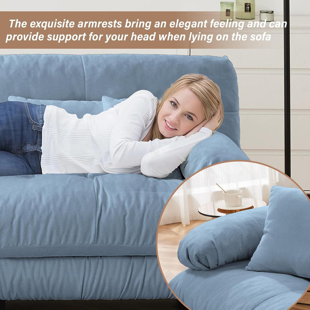 Modern Living Room Velvet Recliner Sofa, Loveseat Sofa for Apartment, Solid W...