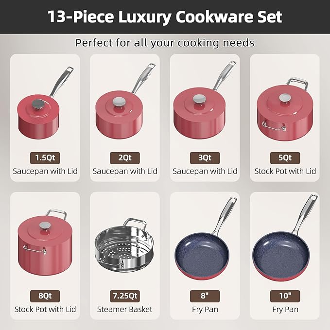 Nuwave Lux 13pc Forged Lightweight Cookware Set PFAS Free, Healthy G10 Duralon - Image 9