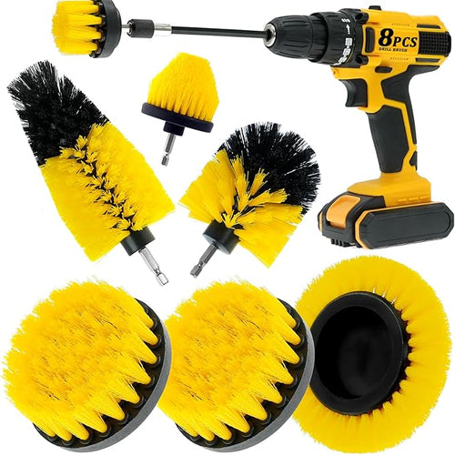 8 Pcs Drill Brush Attachment Set, Power Cleaning Scrub Brush Kit by ETOUPA