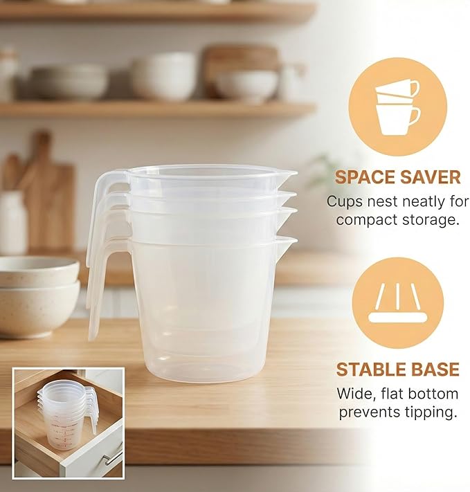 16 Pcs 2 Cup Capacity Plastic Measuring Cup, 16 Oz/500 ml Clear Graduated - Image 5