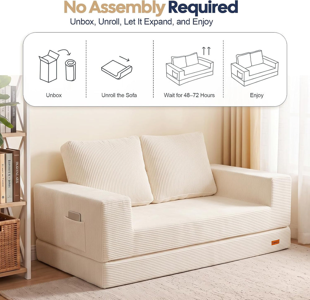 COMAX Futon Sofa Bed, Convertible Sofa Bed, Folding Boneless Couches
