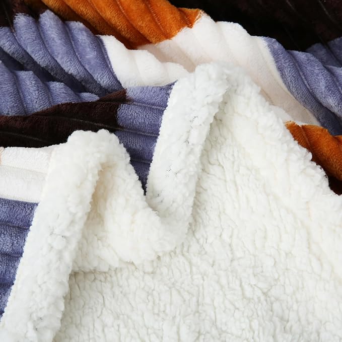 PU MEI Sherpa Blanket Twin Plaid Thick Bed Blanket, 60”*80” Super Soft Flannel - Image 4