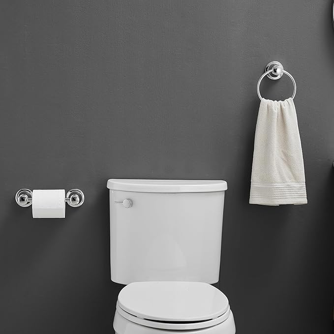 RUMOSE Toilet Paper Holder and Hand Towel Ring Polished Chrome Wall Mount - Image 9