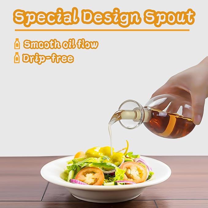 Affogato Glass Oil Bottle with Spout, Olive Oil Dispenser Vinegar Drizzler - Image 3