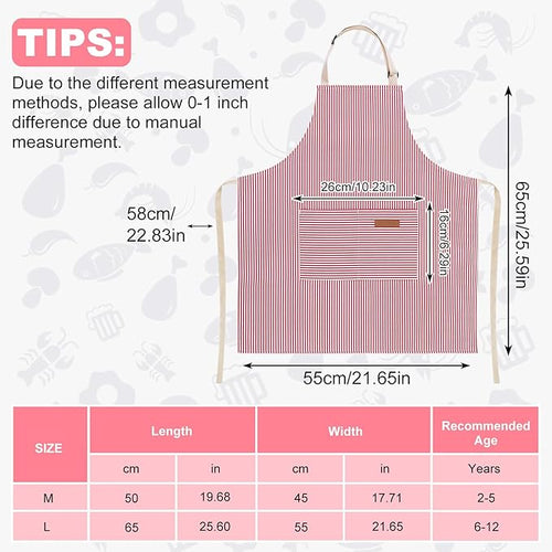 2 Pack Stripes Kids Apron, Kids Cooking Aprons - Image 2