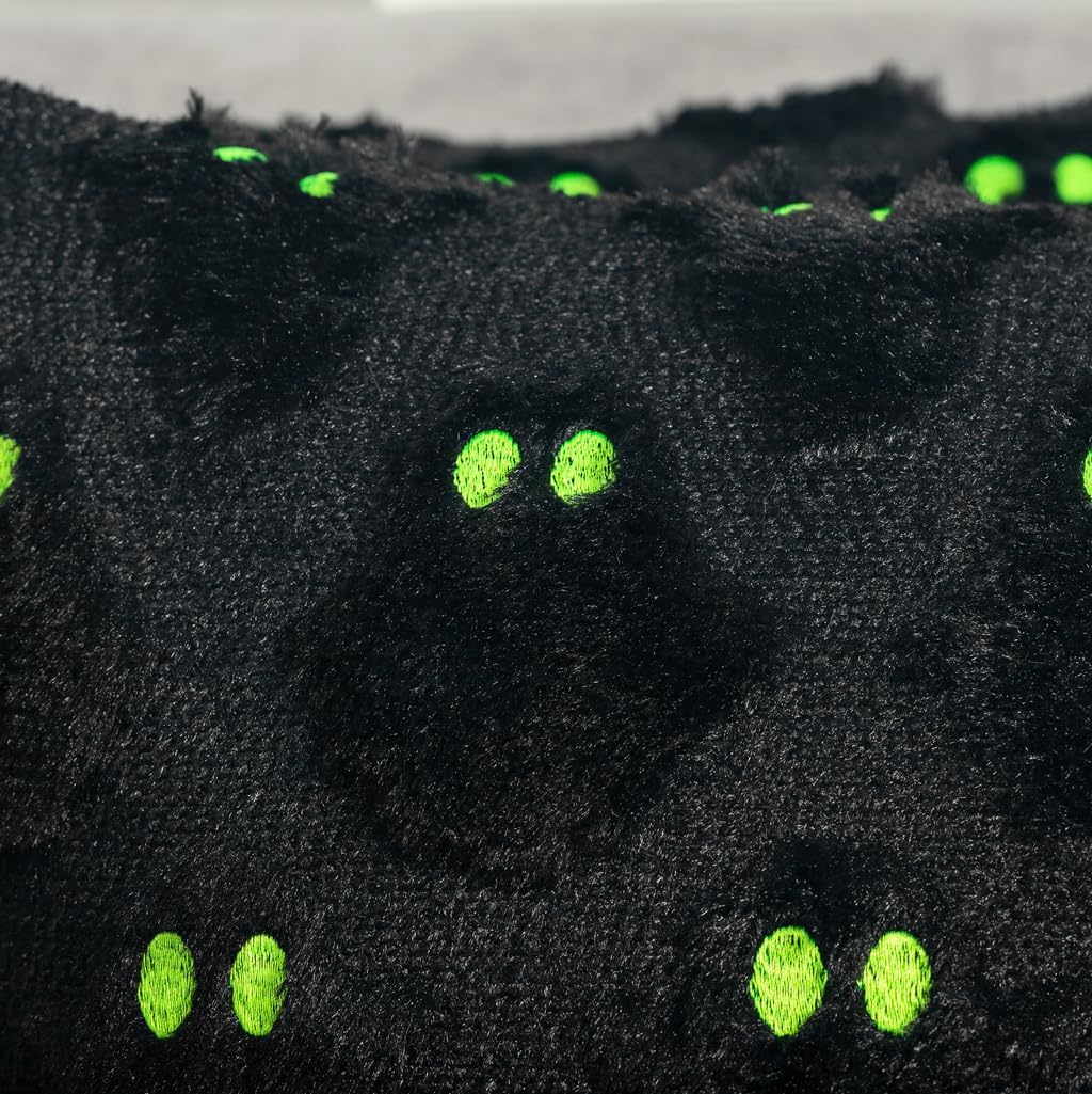 Halloween Ghost Decorative Pillow Covers 18x18 Set of 2, Black Green Soft Plush Faux Fur Farmhouse Throw Cushion Cases for Fall Autumn Holiday Home Decorations