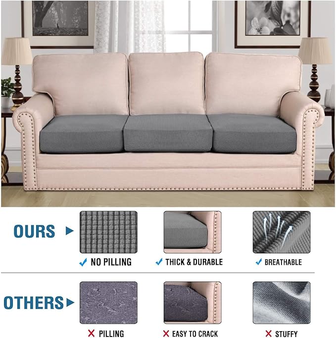 H.VERSAILTEX Super Stretch Individual Seat Cushion Covers Sofa Covers Couch - Image 2