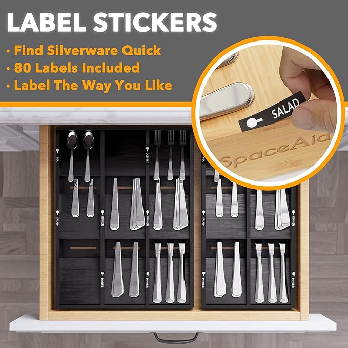 SpaceAid Bamboo Silverware Drawer Organizer - Image 3