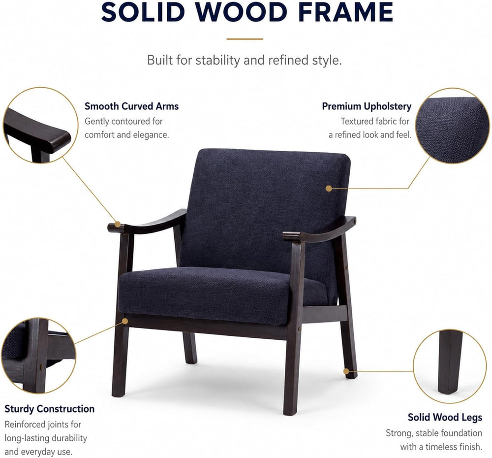 Mid Century Modern Accent Chair, Lounge Chair Indoor Comfy Upholstered Armcha...