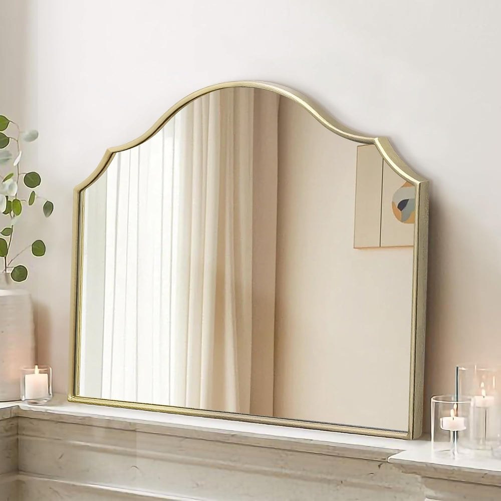 Gold Wooden Vanity Mirror: 32"x24" Bathroom Mirrors for Over Sink