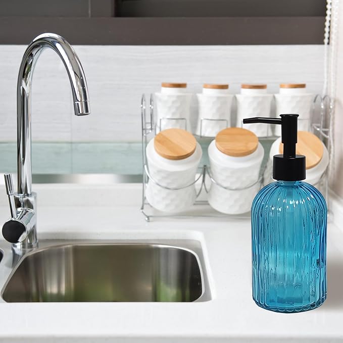 YYTSGG Blue Glass Soap Dispenser Set - Image 5